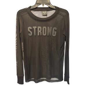 STRONG Zellos Black Pewter Mesh Tee Stretch Top NWoT New Sz XS/S